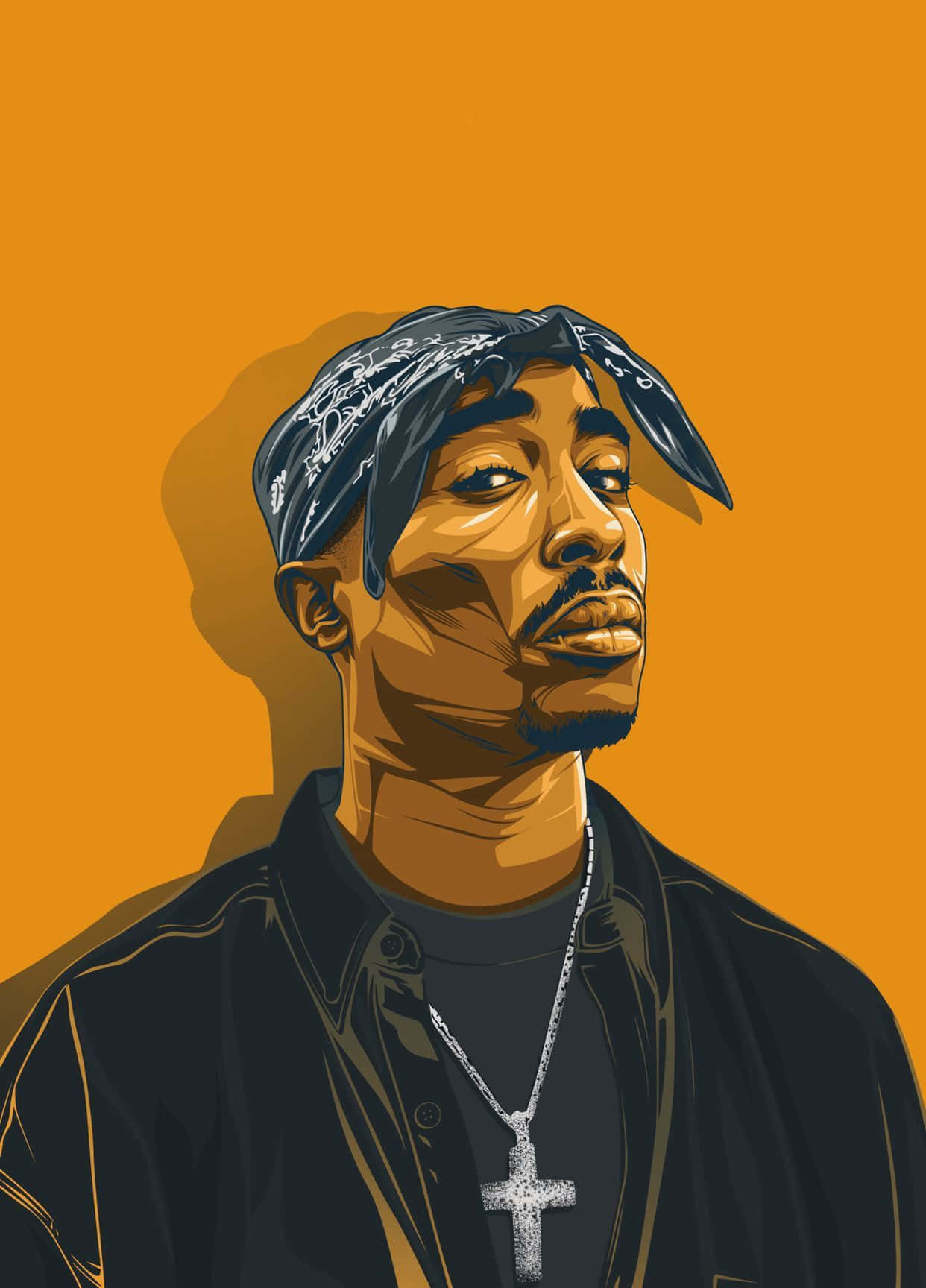 Yellow Illustration Tupac iPhone Wallpaper