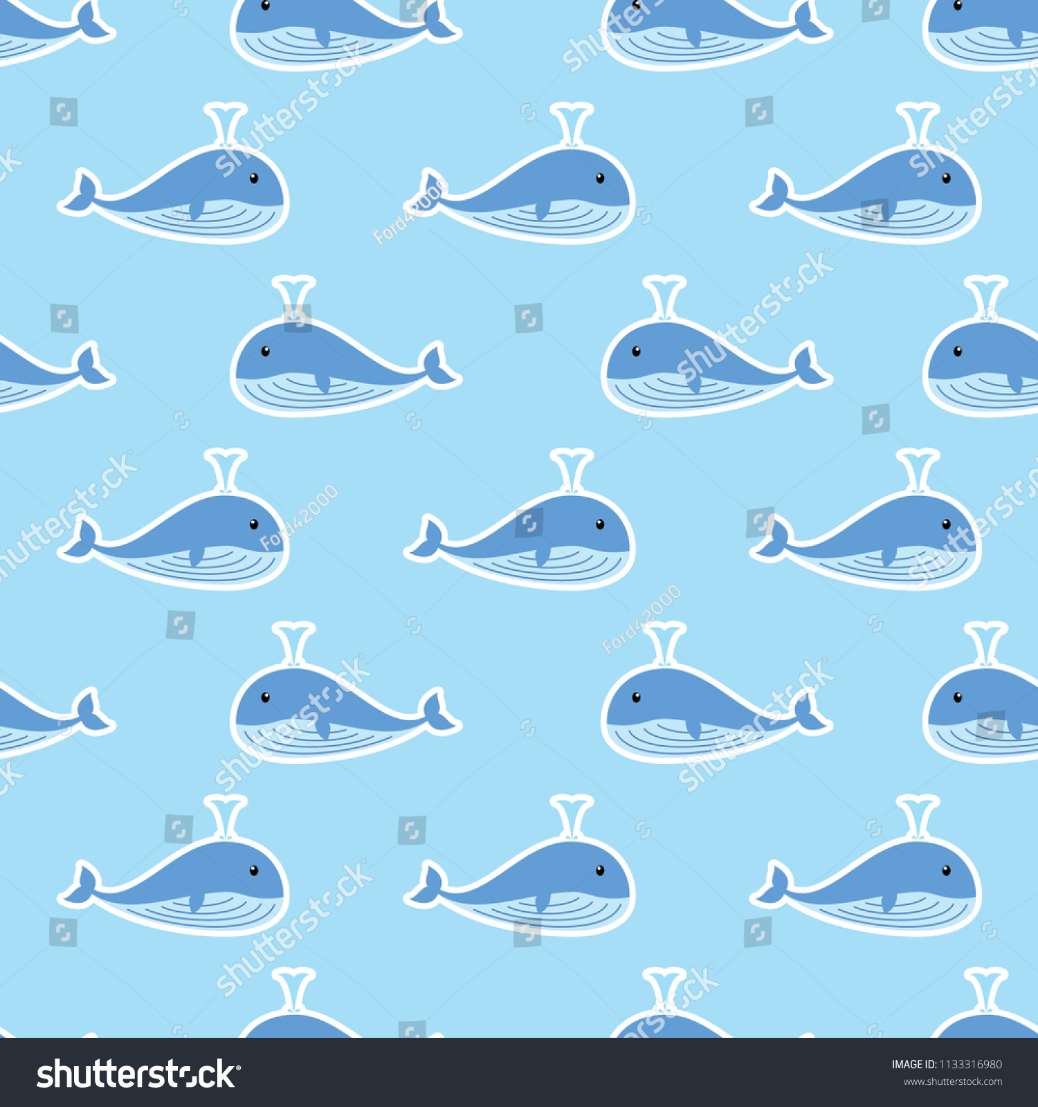 Seamless Cute Whale Vector Pattern On Stock Vector Royalty Free