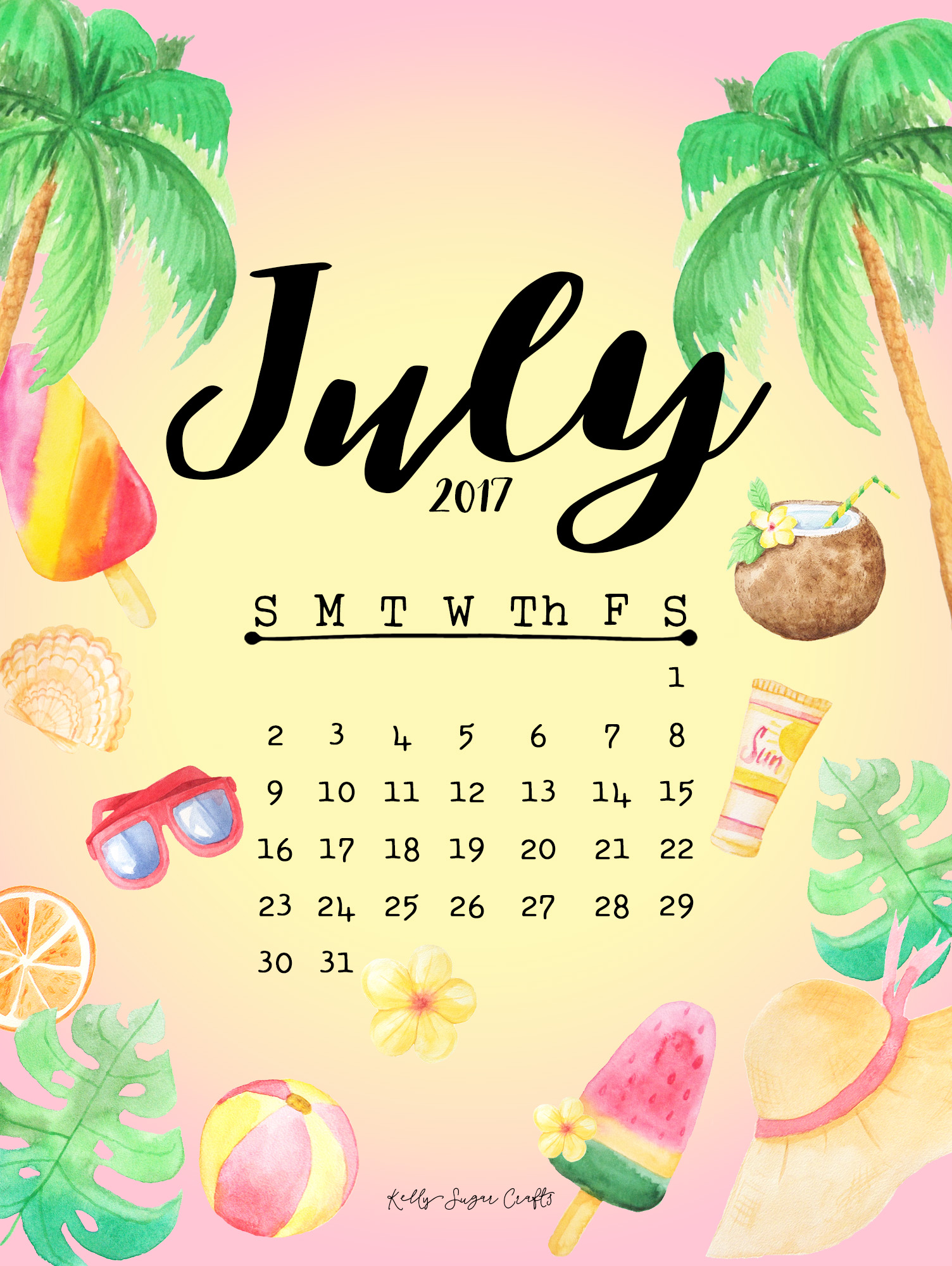 July Calendar Wallpaper Kelly Sugar Crafts