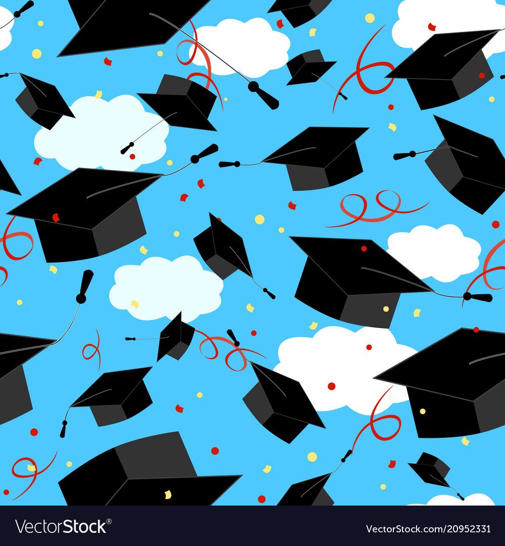 Graduation Caps In The Air Graduate Background Vector Image On
