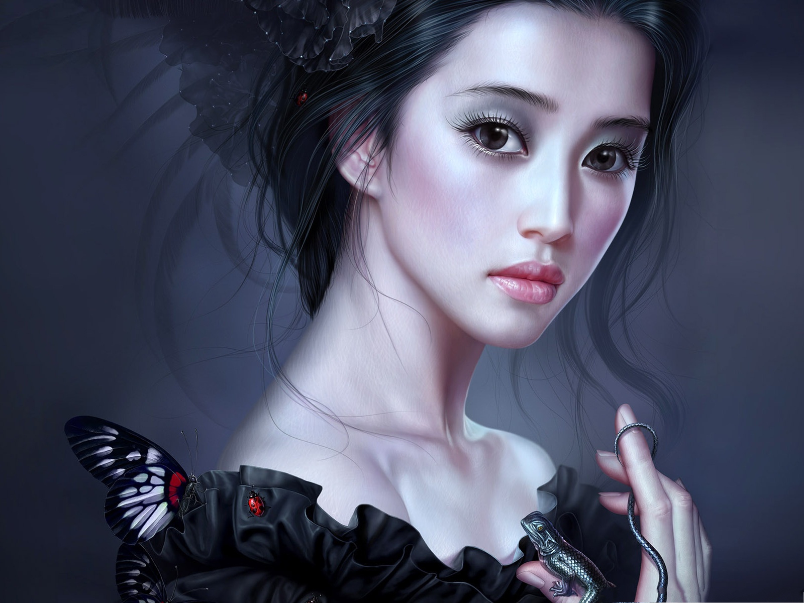 Beautiful Girl Wallpaper Young In Black Painting Unbelieveable
