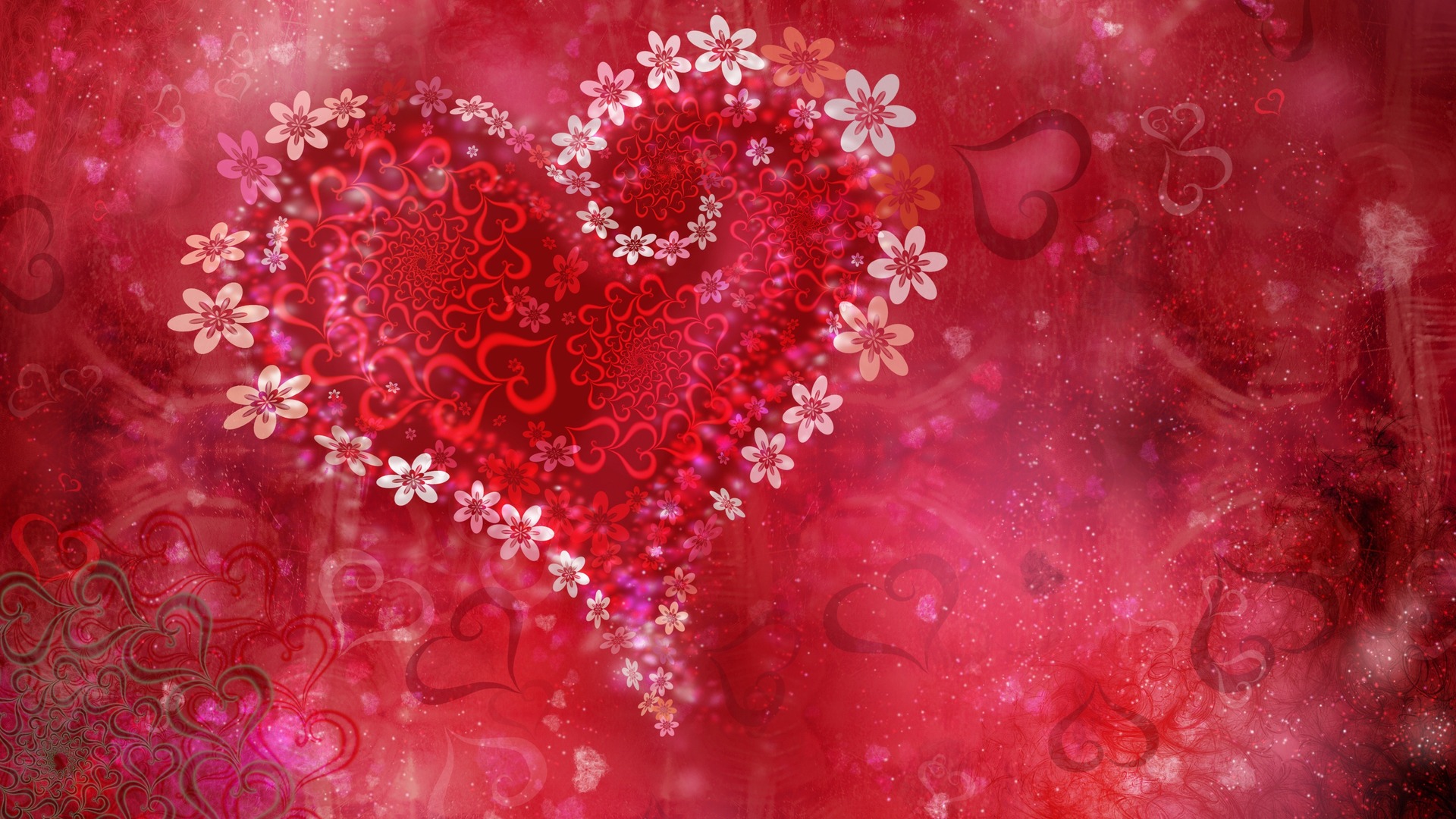 Love Heart Flowers Wallpaper HD