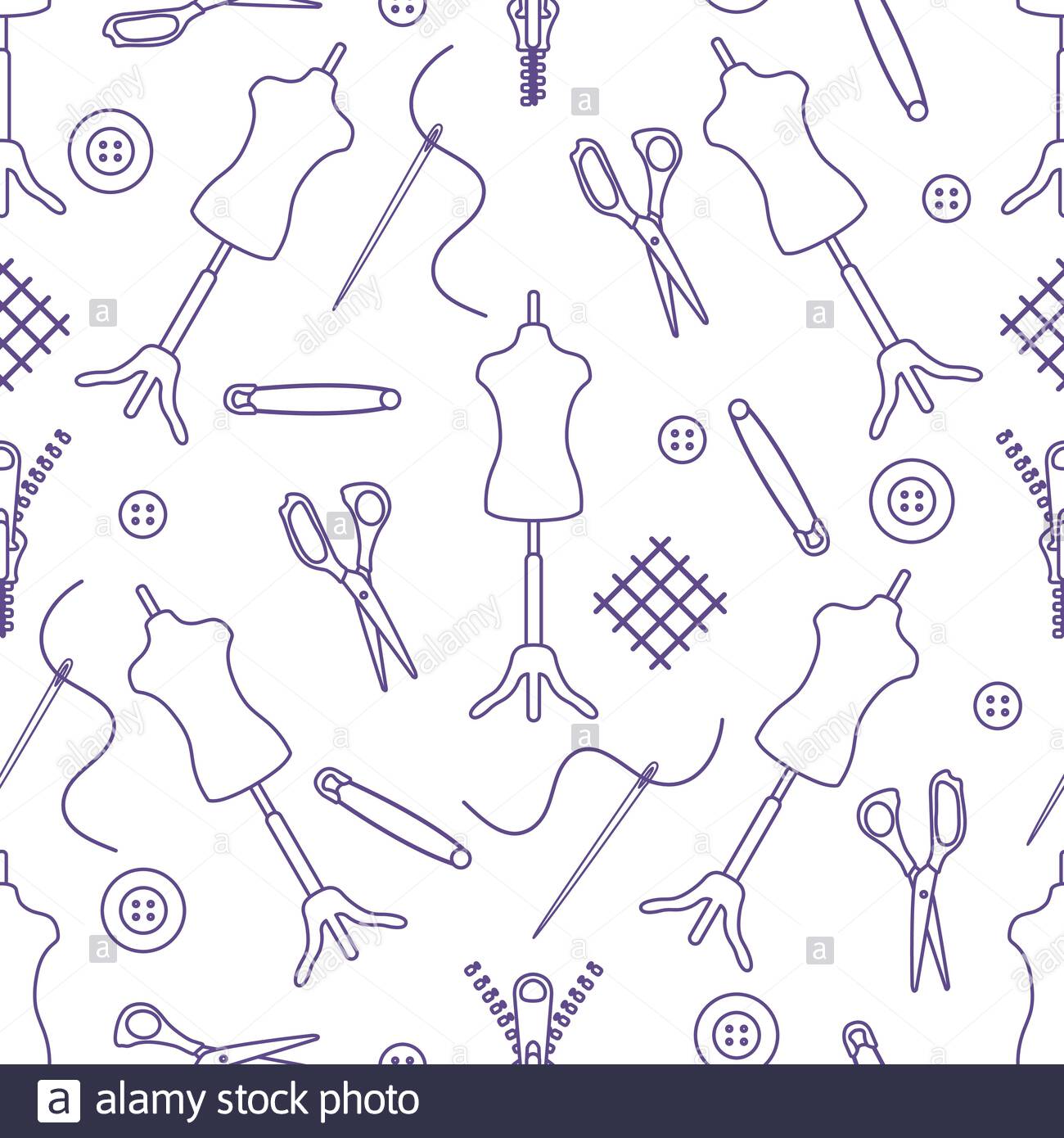 Free download Vector seamless pattern Mannequin scissors needlebuttons ...