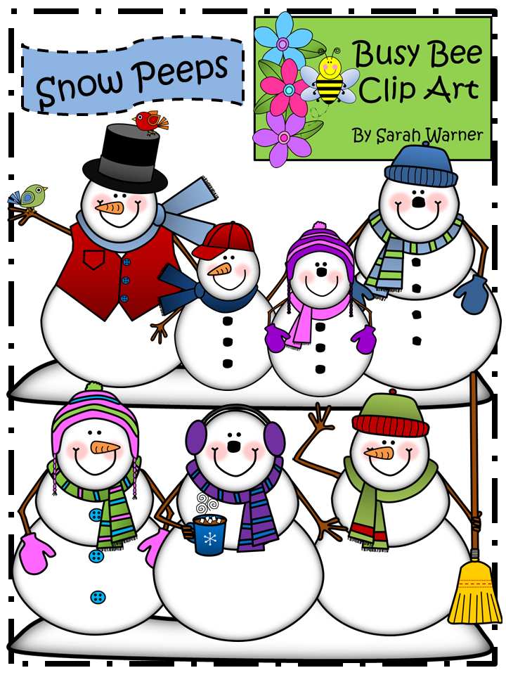 Snowman Clip Art Snow Peeps By Busy Bee With Image