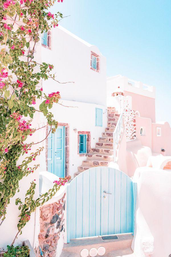 Santorini Greece Mamma Mia Pink House Travel Photography In HD