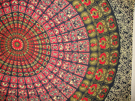 Boho Hippie Tapestry Fabric Mandala By Sticksandstoneshemp1