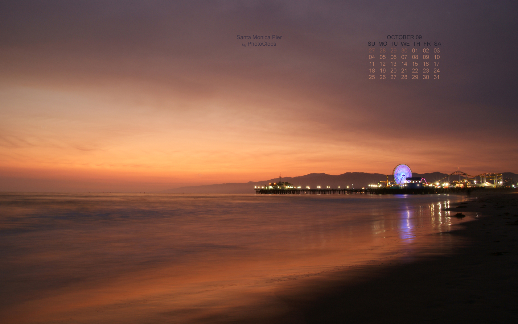 Santa Monica Pier At Dusk Desktop Wallpaper Photoclops