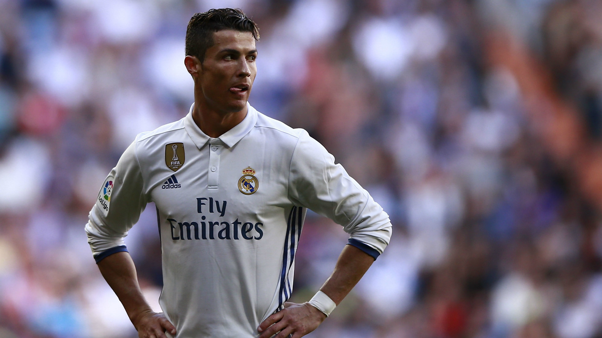 Cristiano Ronaldo in a Real Madrid jersey during a match