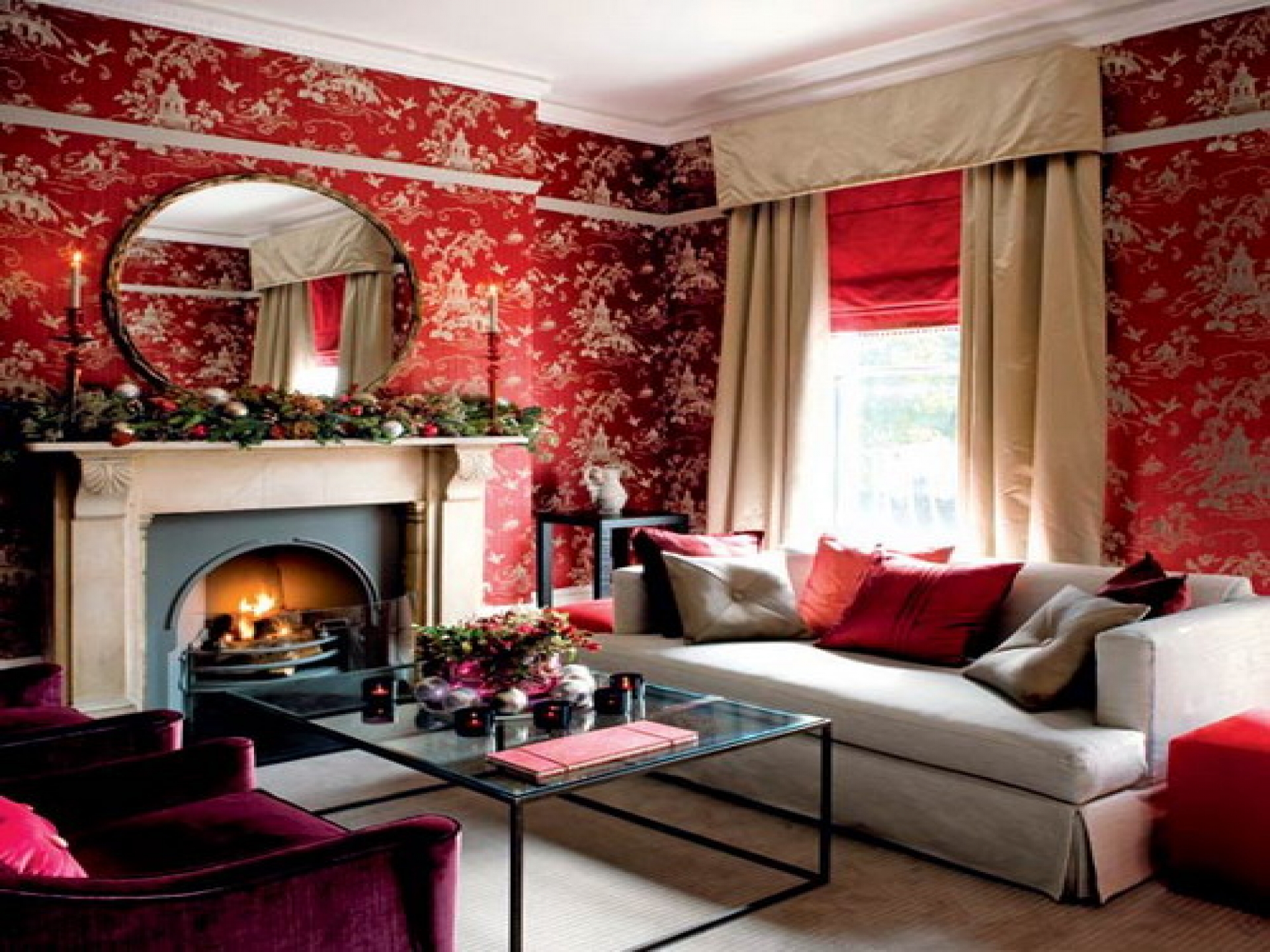 Exotic Red Ideas Exotic Red Wallpaper Living Room Decoration Gallery