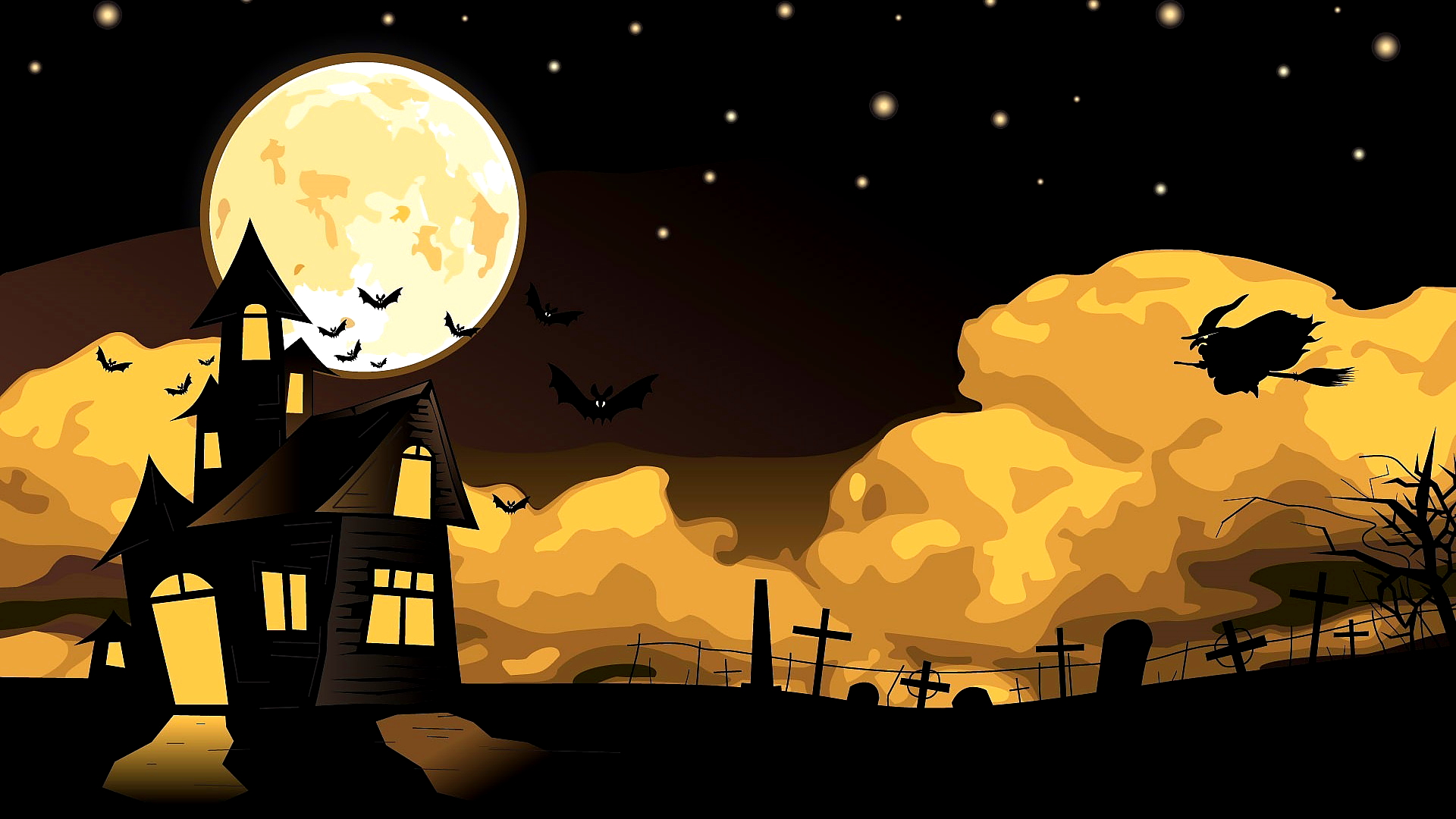 Cemetery Witch Moon Wallpaper