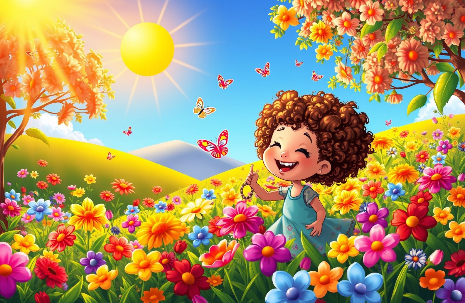 Curly Girl Cartoon Wallpaper