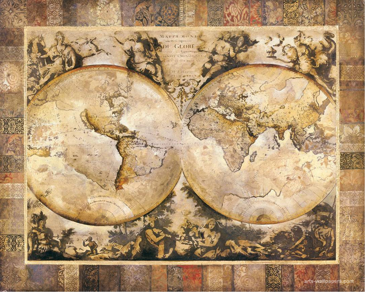 Vintage World Map High Resolution Poster Wallpaper HD