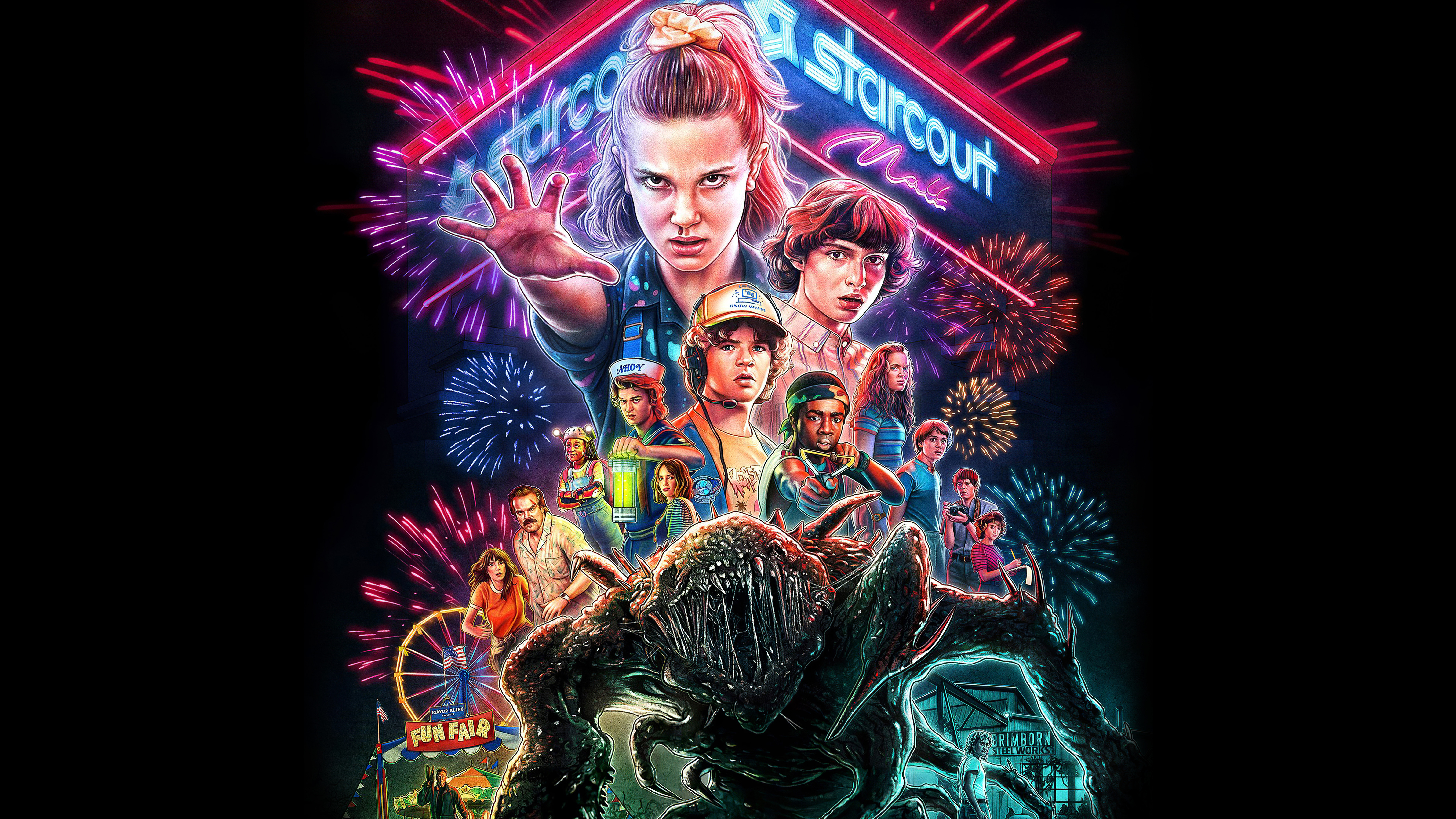 Stranger Things Season Characters Poster 8k Wallpaper