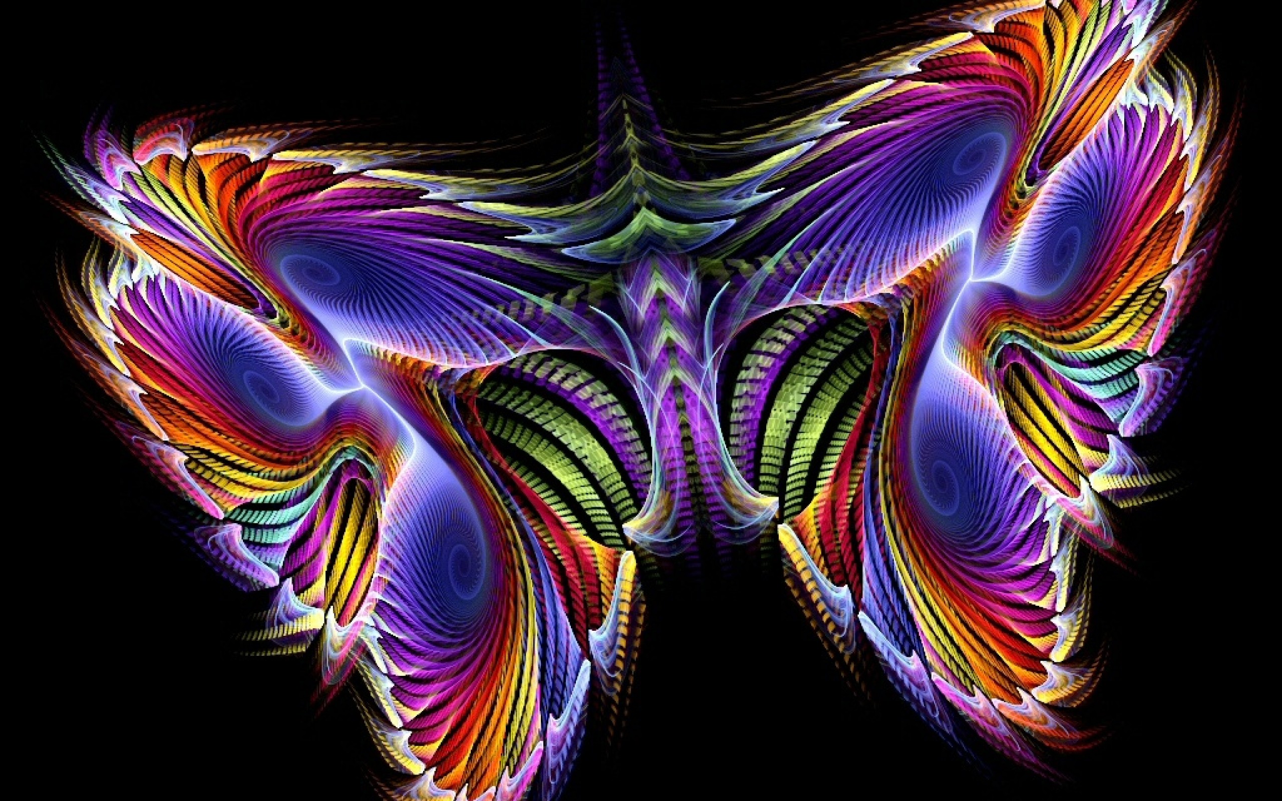 Color Butterfly With Black Background 3d Gamin HD