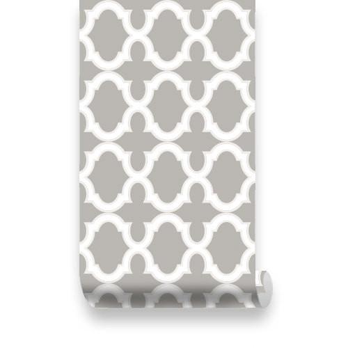 Moroccan Cool Light Grey Peel /& Stick Fabric Wallpaper Repositionable