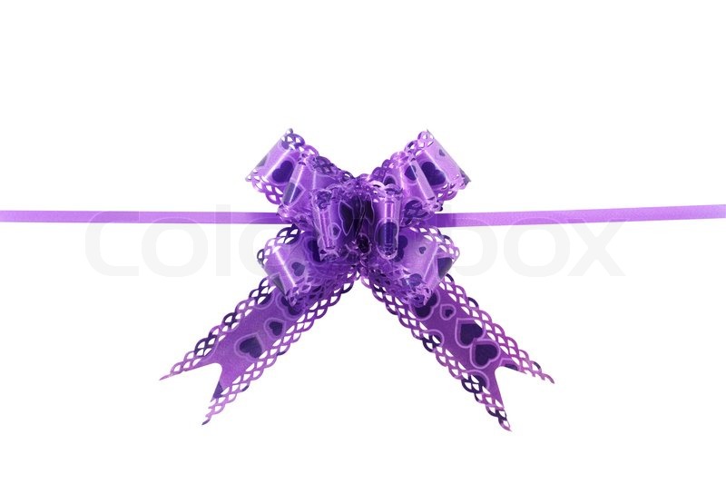 Image Of Nice Purple Gift Bow Isolated On White Background With