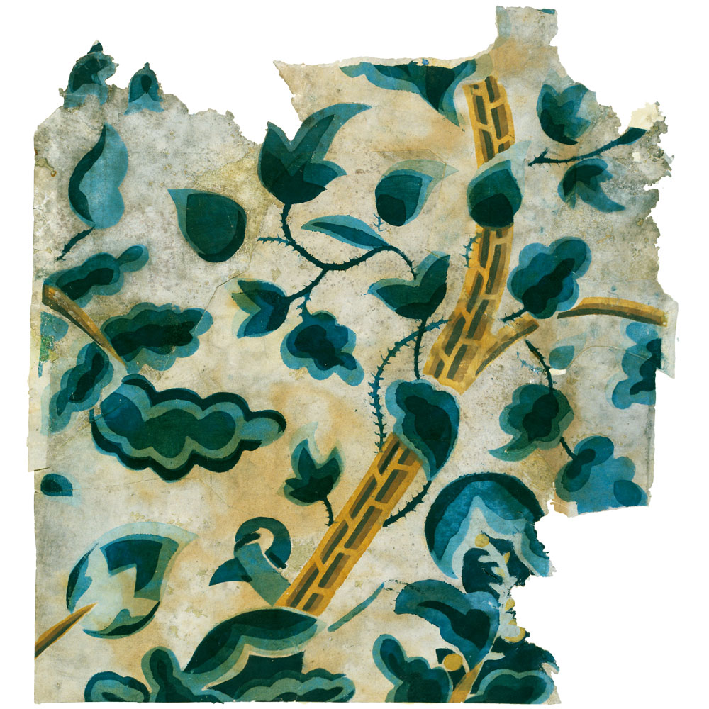 Fragment Of Wallpaper Imitating Crewel Work Embroidery Probably About