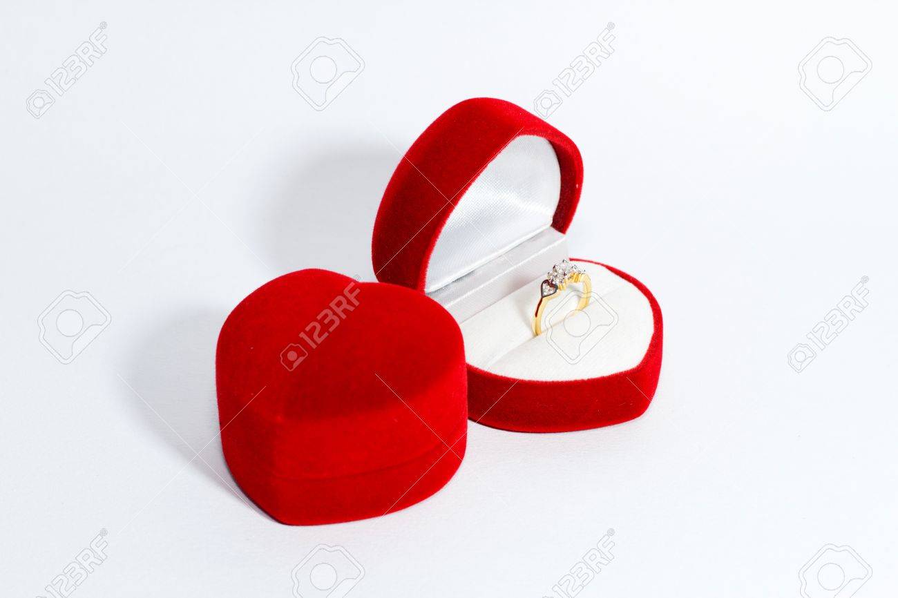 Diamond Wedding Ring For Women On Heart Redbox White Background