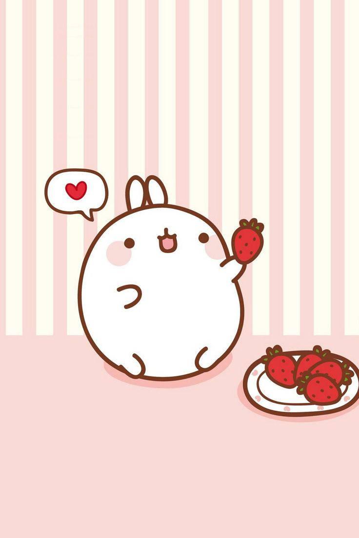 Download Super Cute Kawaii Pusheen Cat Holding A Strawberry