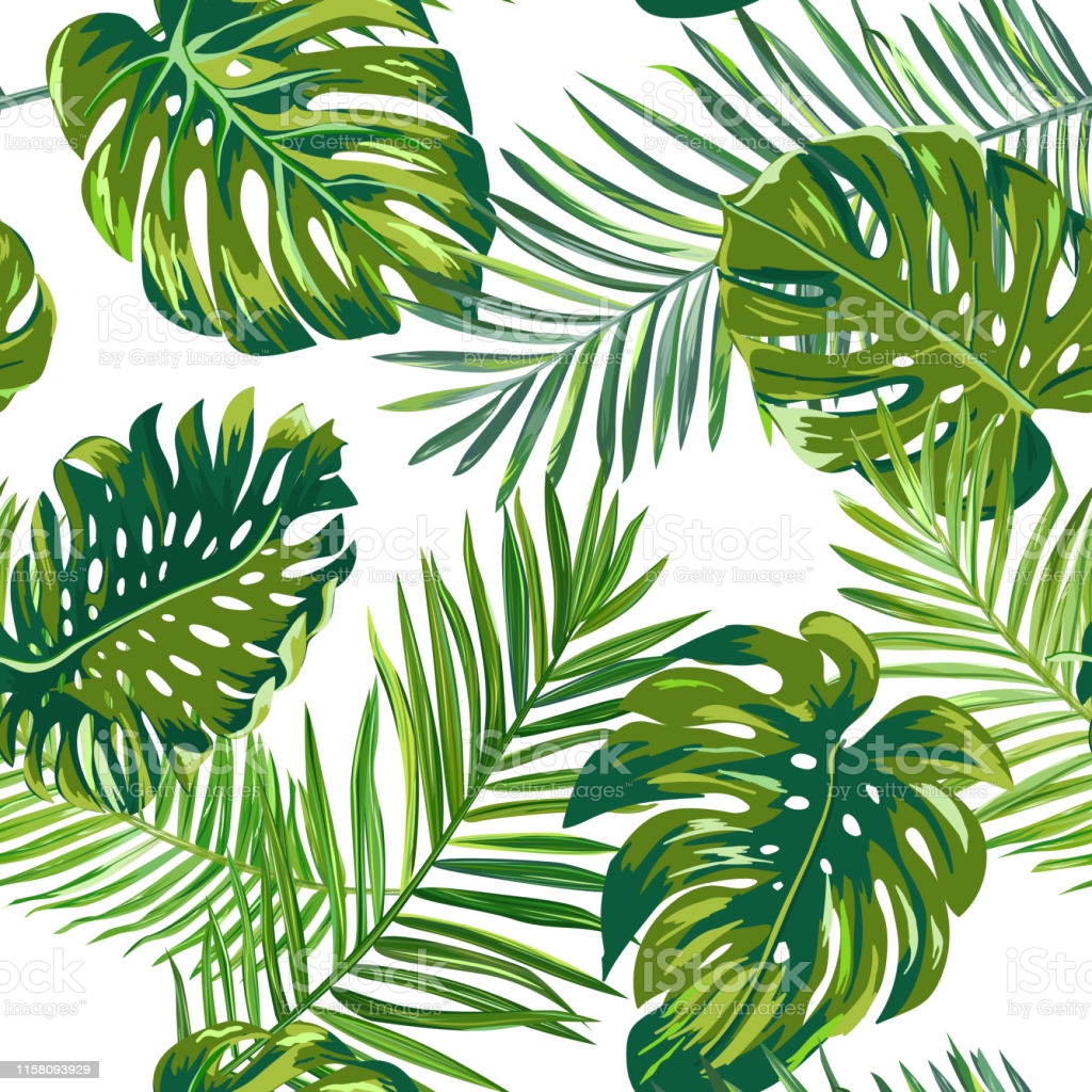 Retro Dark Palm Leaves Background Pattern Tropical Jungle