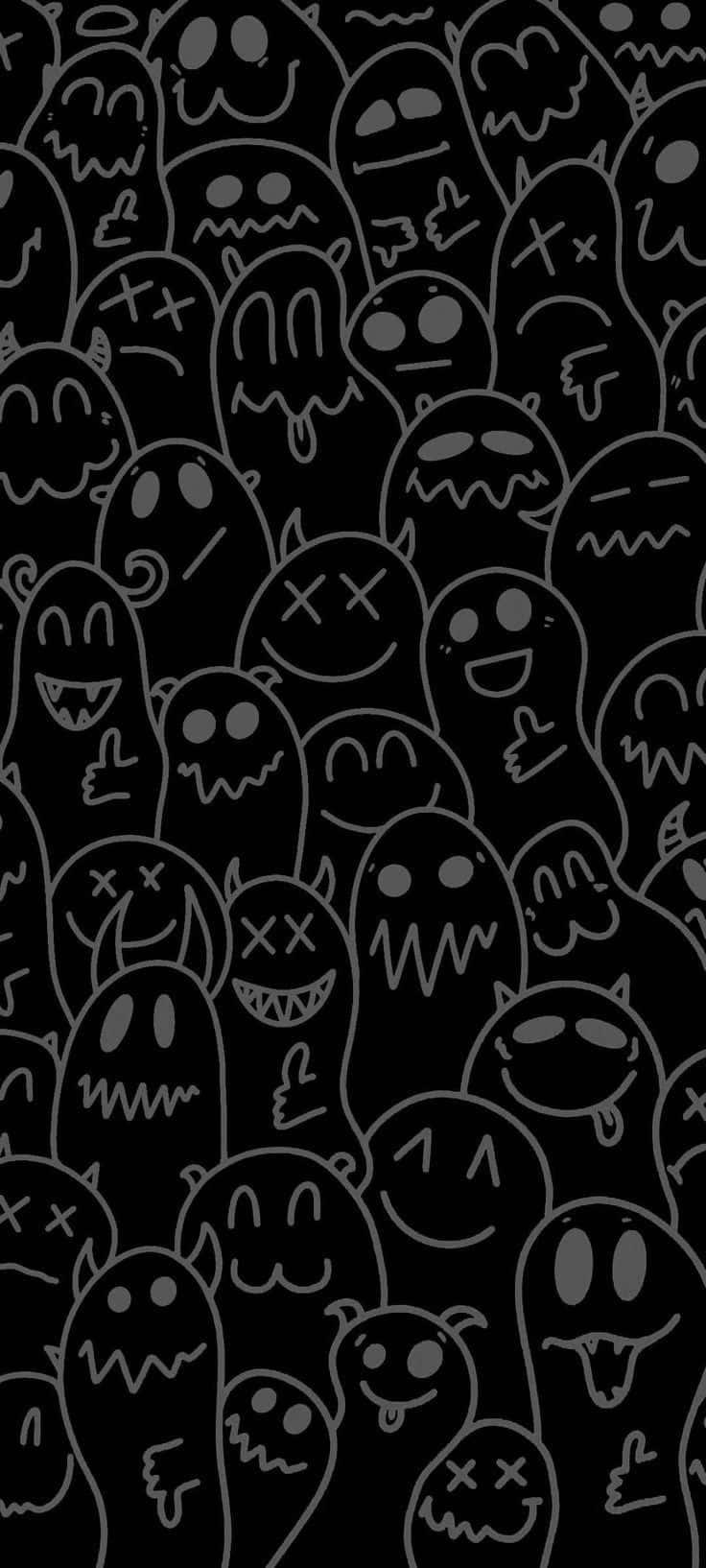 Cute Gothic Ghosts Black Aesthetic Wallpaper