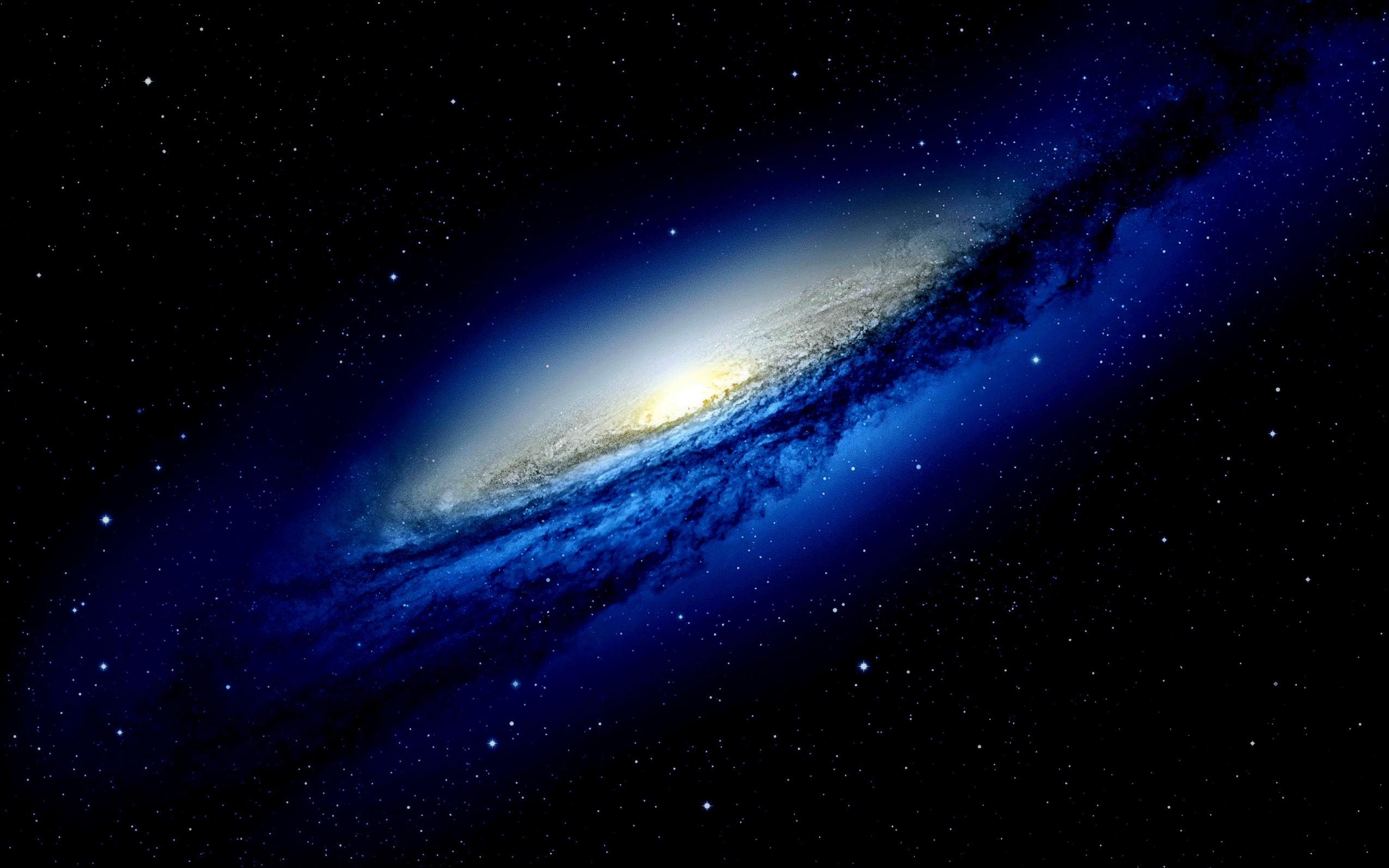 Blue Galaxy In Dark Space Wallpaper