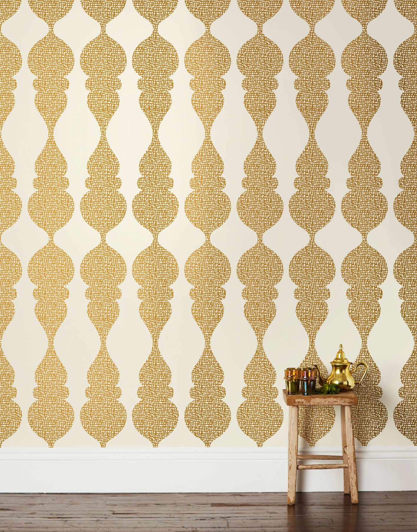 Carved Ogee Gold Wallpaper Hygge West