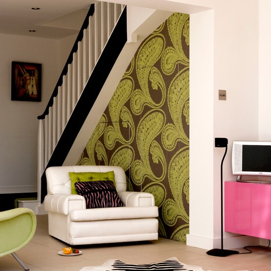 Living Room With Bold Wallpaper Ideas For Rooms