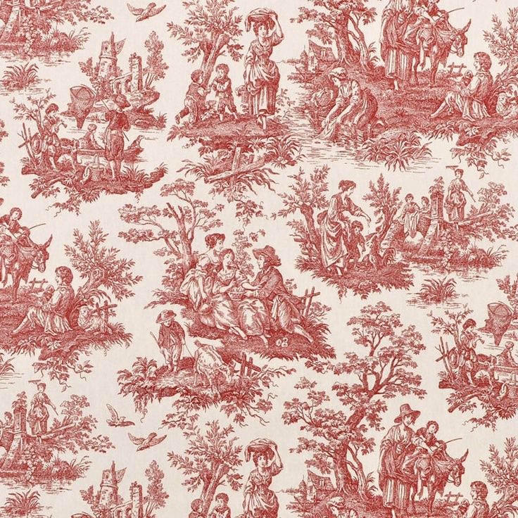 Waverly Wallpaper Colonial Country French Toile White Red Wallcover