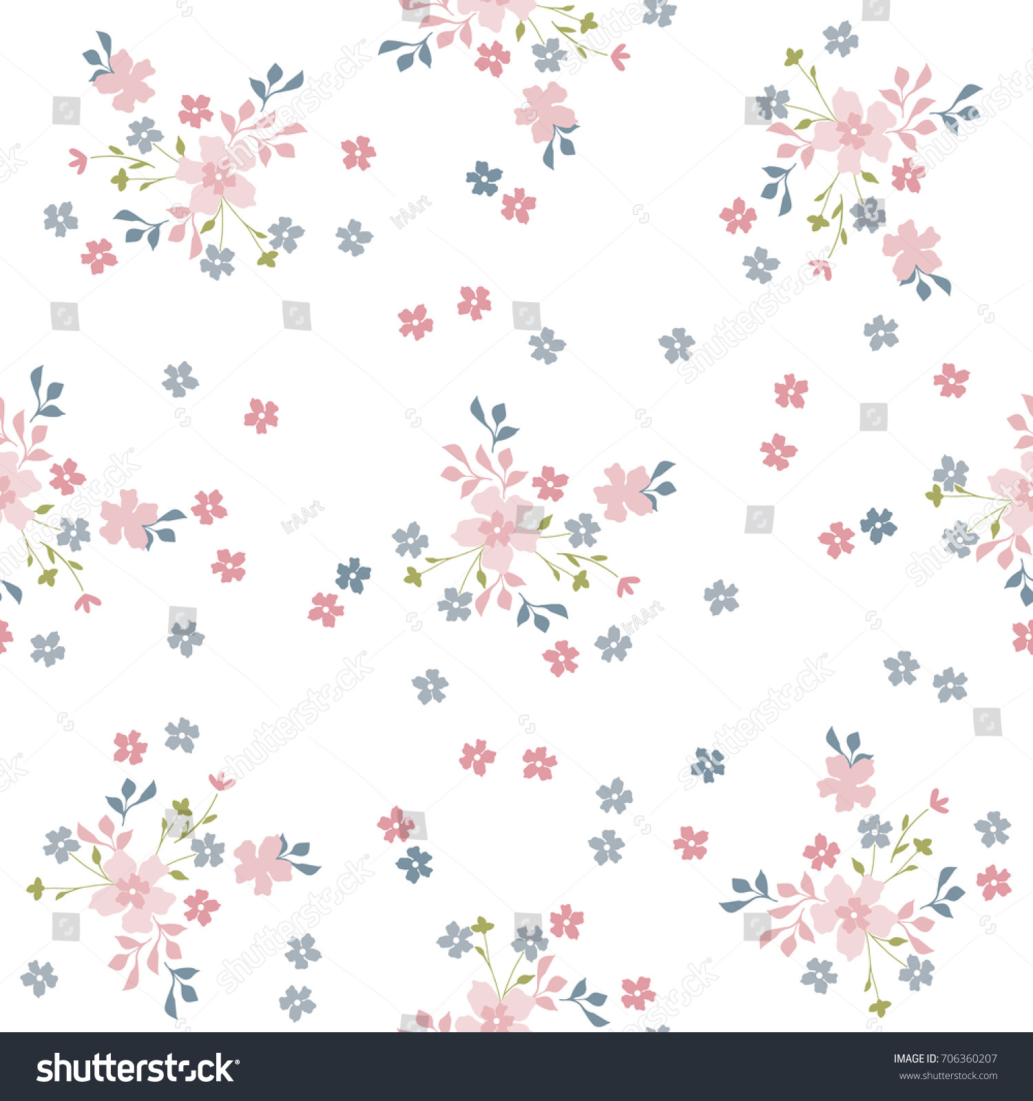 Simple Cute Pattern Small Flowers Floral Stock Vector Royalty