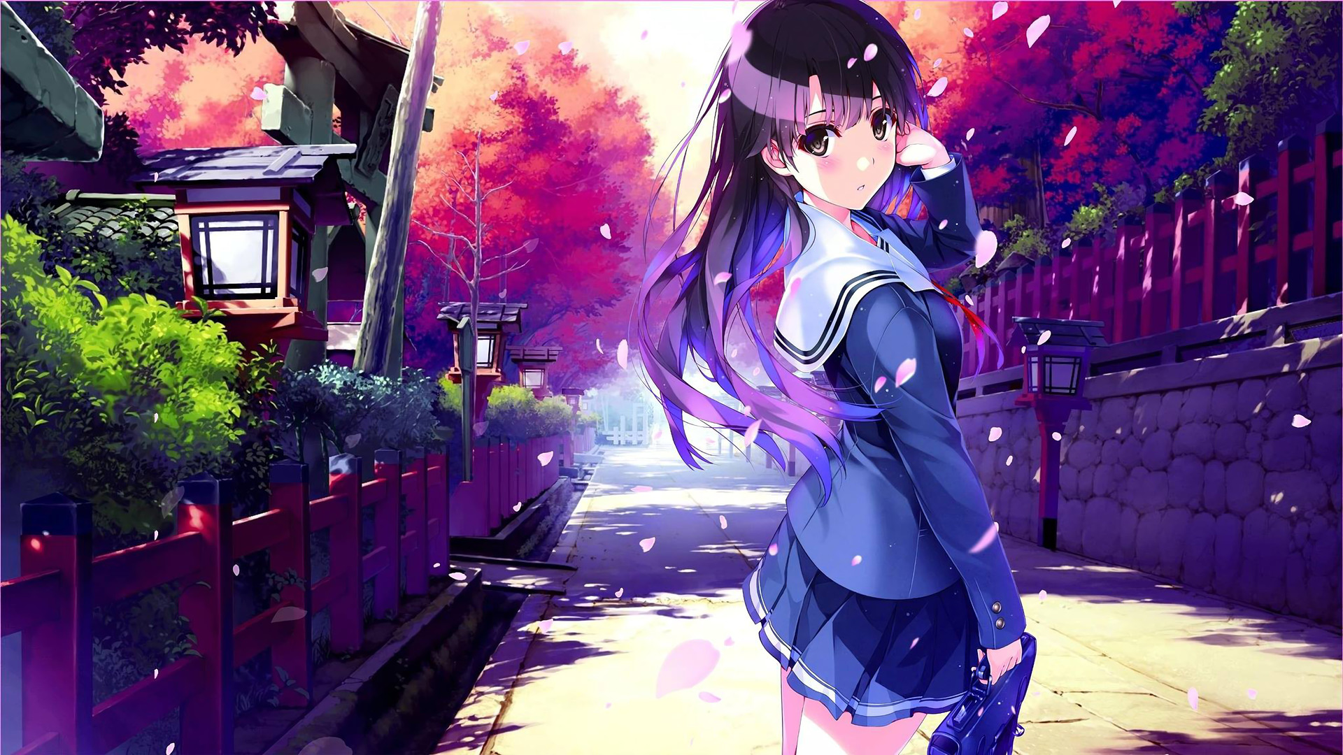 Anime School Girl 4k Wallpaper