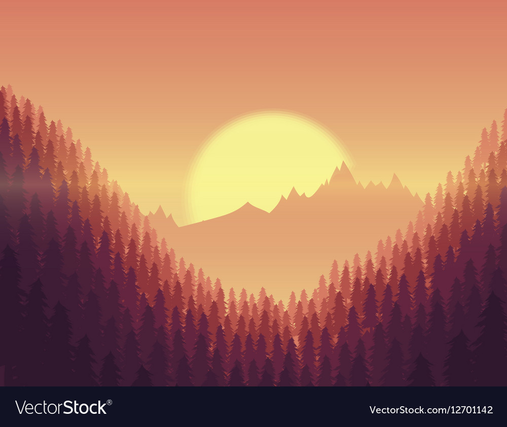 Background Landscape With Deep Fir Forest Vector Image