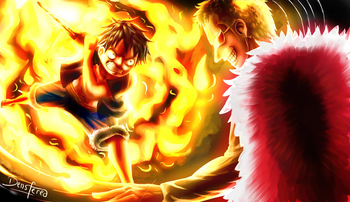 Luffy vs Dofflamingo   Red Hawk by Densferea 1175x680