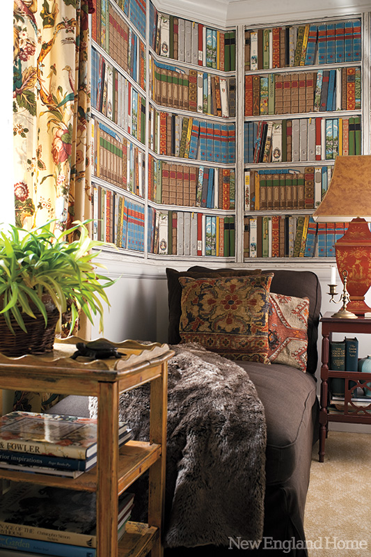 Faux Bookshelf Wallpaper By Brunschwig Fils Gives The Reading Room