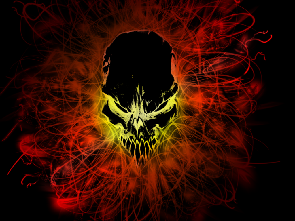 Wallpaper Black Fire Skull By Blacktiger5