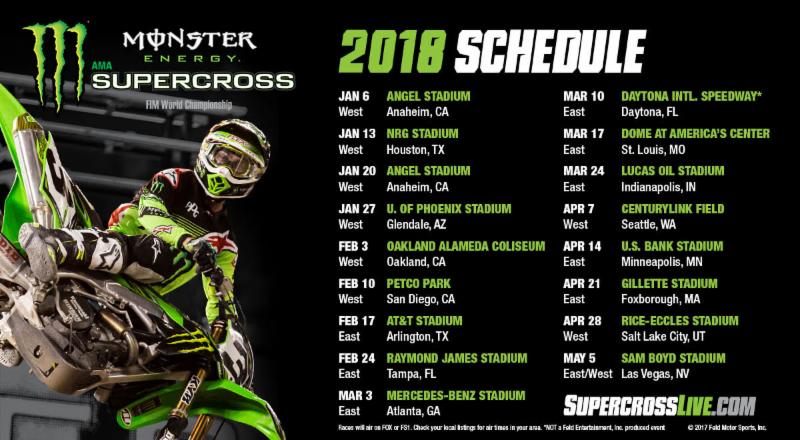 Monster Energy Supercross Schedule And Video Dirt