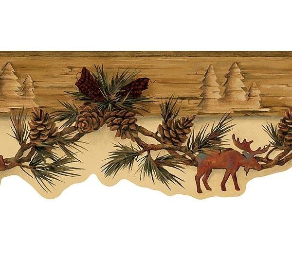 Free download Moose Bear and Pine Cone Swag Wallpaper Border lodge