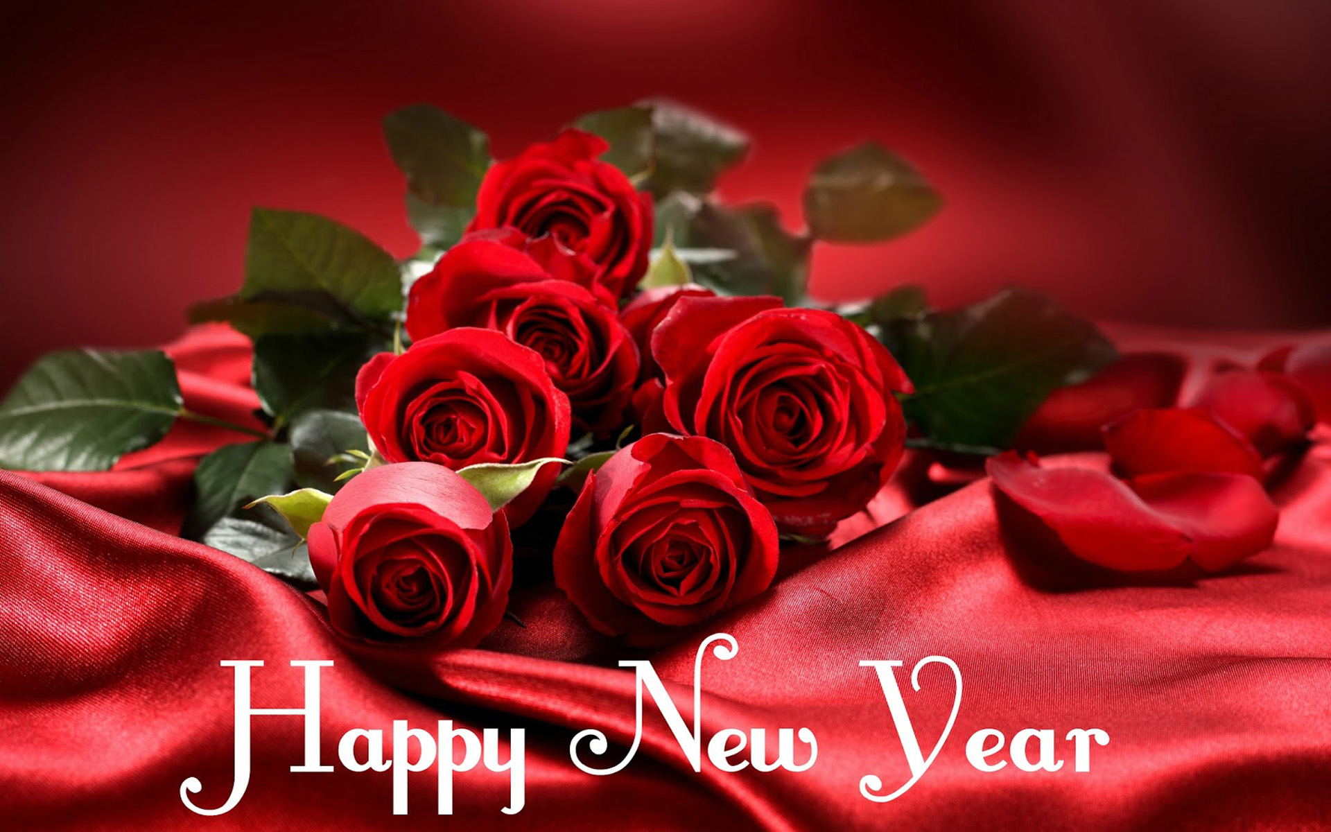 Happy New Year Red Roses Flower Image Greeting Card