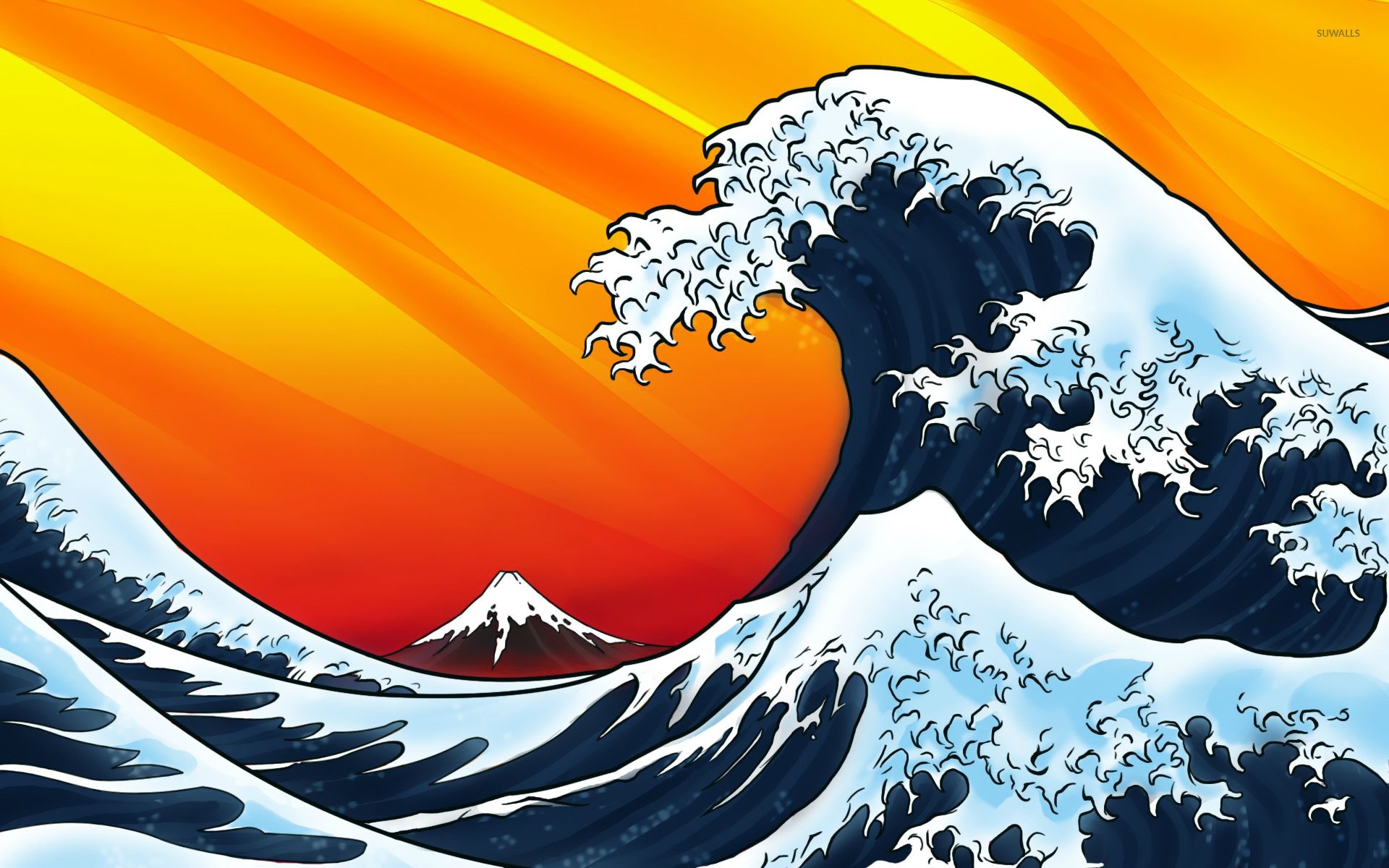 Japanese Style Waves Wallpaper Vector