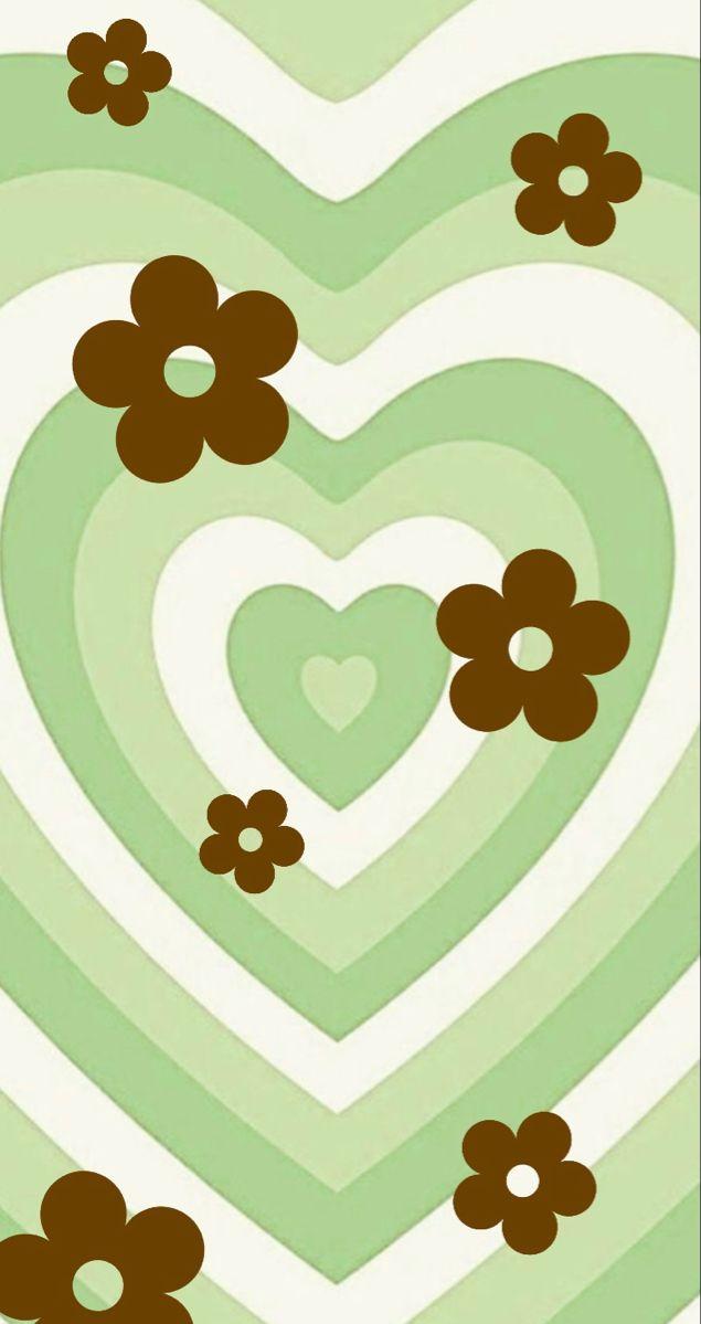Brown And Green Hearts Cute Patterns Wallpaper Heart