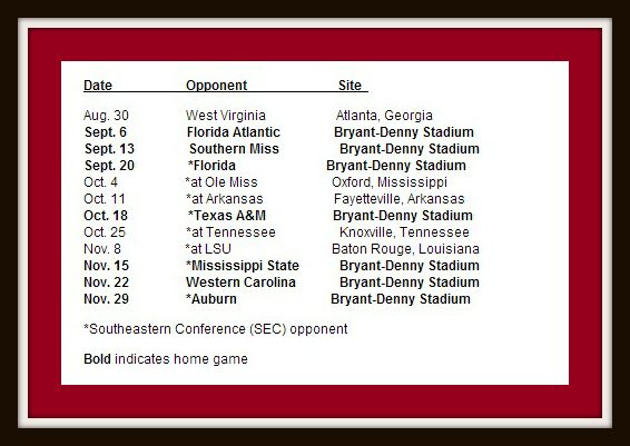 Alabama Football Schedule Released Bama Baby