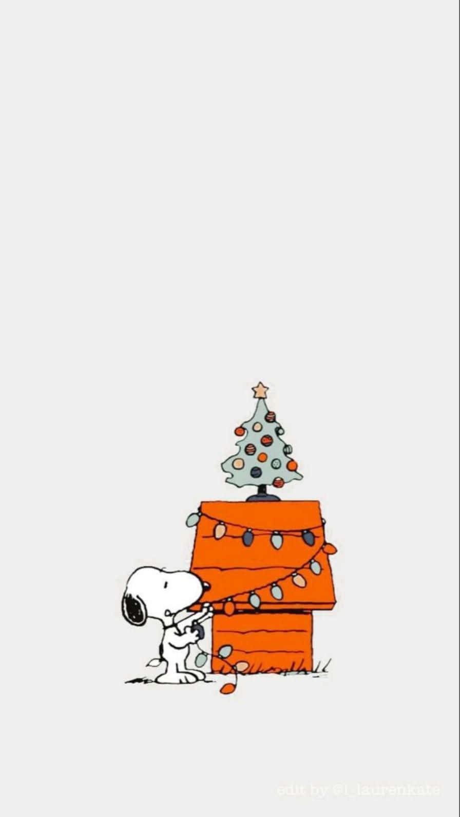 Download Minimalist Cute Snoopy Christmas Wallpaper