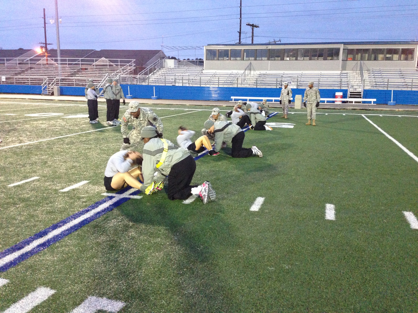 Army Rotc Cadets Perform The Sit Up Event During Monthy