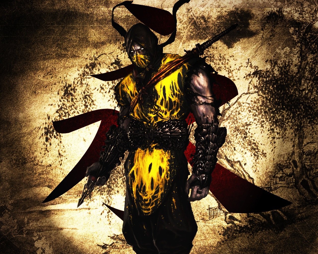 Mortal Kombat Ninja Scorpion With Resolutions Pixel