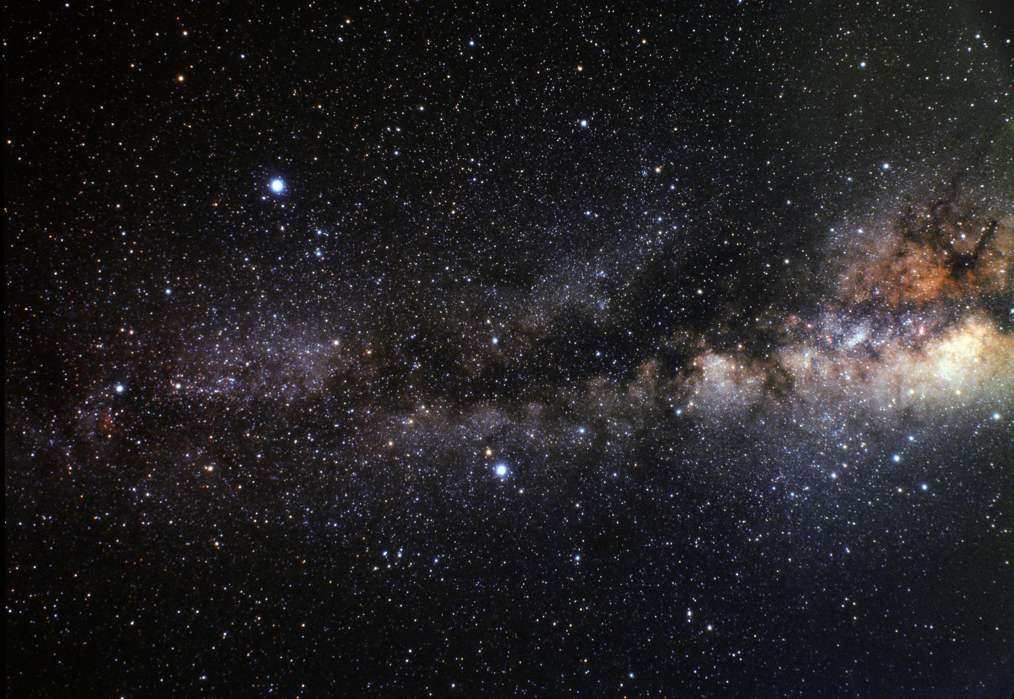 Thick dust clouds block our night time view of the Milky Way creating