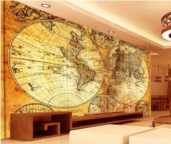 3d Wall Wallpaper Murals European World Map High End Mural