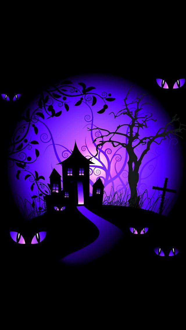 iPhone Wallpaper Background Black And Purple Halloween Haunted