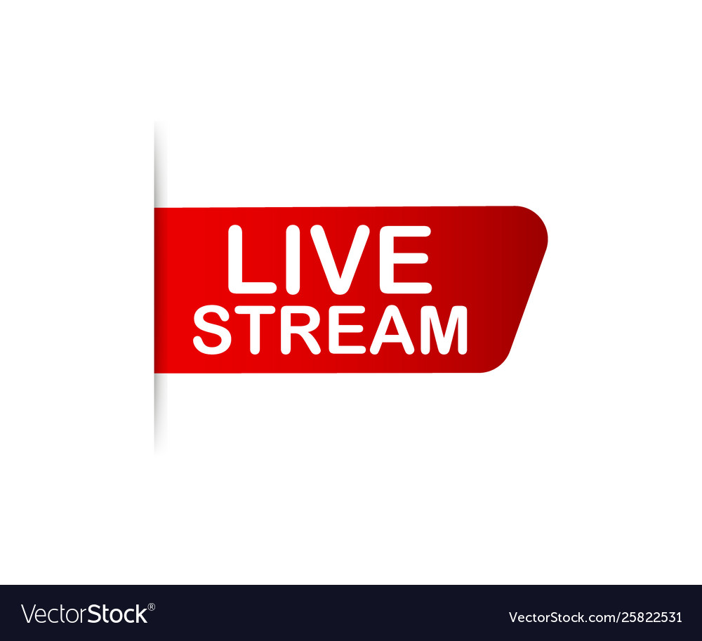 Live Stream Red Ribbon On White Background Vector Image