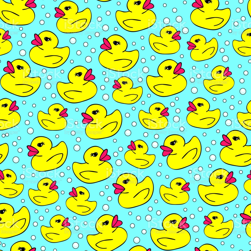 Free download Seamless Pattern With Yellow Rubber Ducks And Bubbles