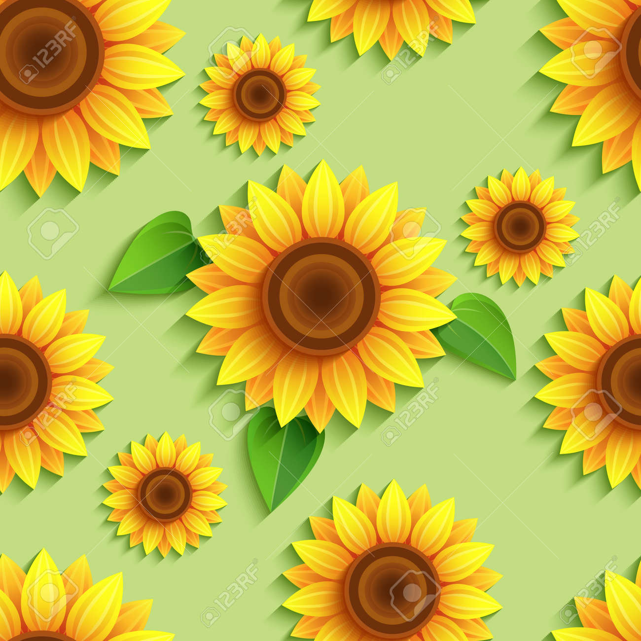 Beautiful Nature Green Background Seamless Pattern With 3d